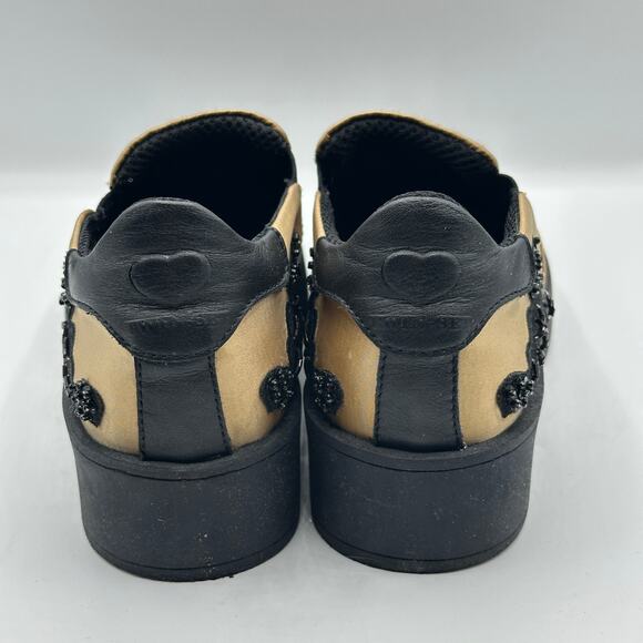 TWIN-SET SIMONA BARBIERI Satin Beaded Slip On Sneakers Tan Black Sz 36/US 6 $395 - Picture 5 of 7